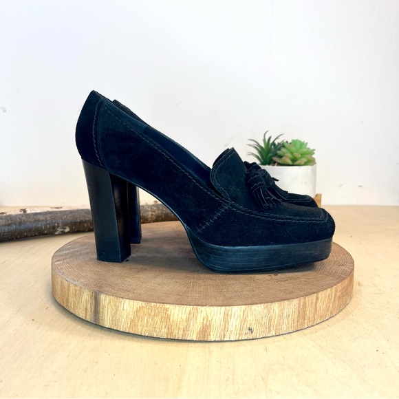 *Stuart Weitzman | Black Suede Loafer Pumps Size 8M - Picture 3 of 16